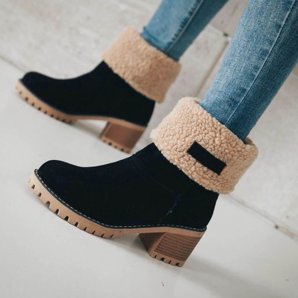 Black Faux Fur Lined Booties